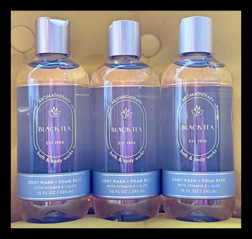 Bath & Body Works Black Tea Aromatherapy 10oz Body Wash Foam Bath x3